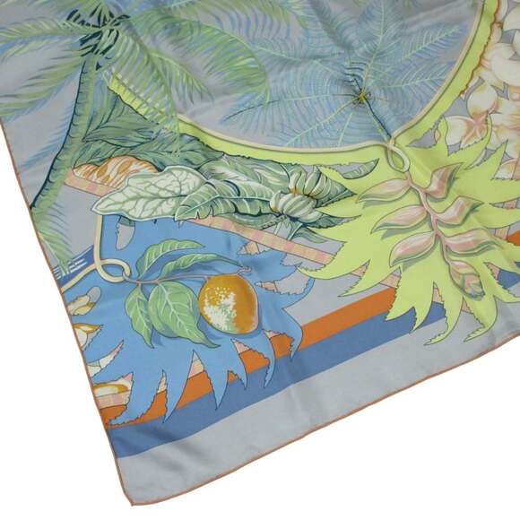 HERMES Blue Silk Scarf - Picture 7 of 10